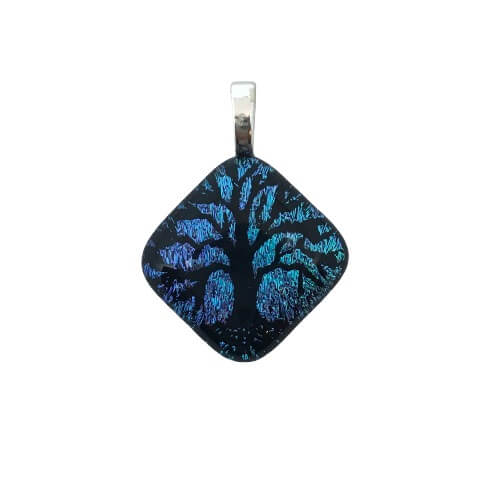 Blue Etched Pendant-EP454 Tree