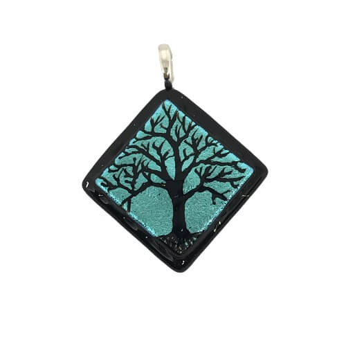 Blue Etched Pendant-EP404 Tree