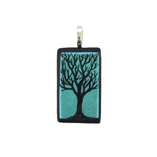 Blue Etched Pendant-EP405 Tree