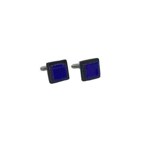 Blue Textured Cufflinks-CL403 Dk-Framed